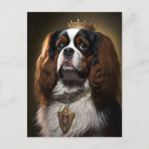 El rey Charles Cavalier Spaniel con postal de la C