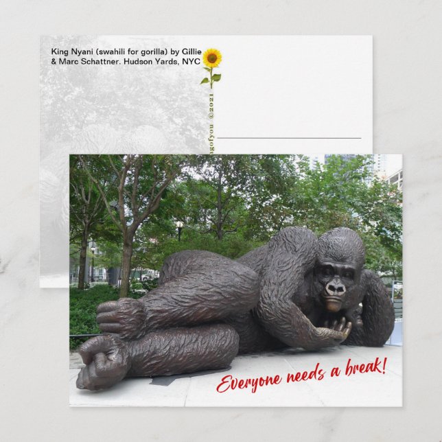 El rey Nyani se toma un descanso. NYC - H postal (Anverso / Reverso)