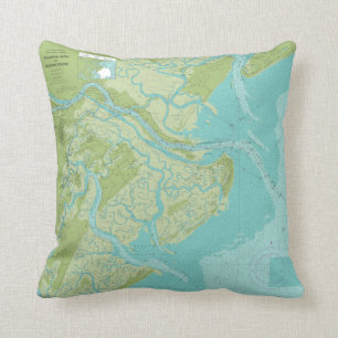 El río Savannah, isla de Tybee, almohada de los