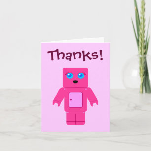 El robot rosado lindo le agradece las tarjetas