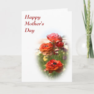 El rojo florece la tarjeta del día de madre