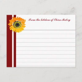 El rojo raya tarjetas personalizadas girasol de la