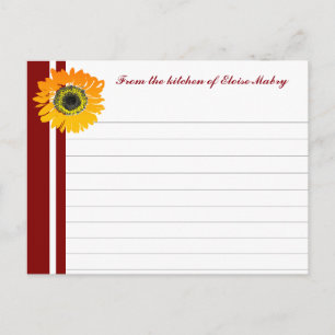 El rojo raya tarjetas personalizadas girasol de la