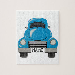 El rompecabezas azul del camión del vintage