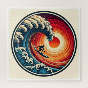 El rompecabezas de la ola de sol del surfista