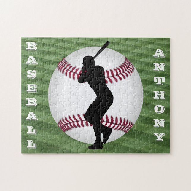 ¡El rompecabezas del béisbol masculino con su nomb (Horizontal)