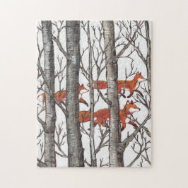 El rompecabezas del bosque gris rojo Fox Grey Wood