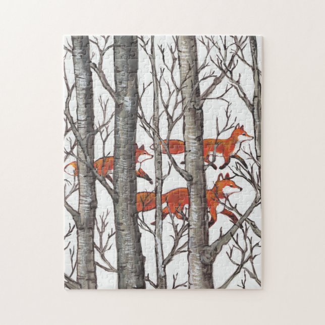 El rompecabezas del bosque gris rojo Fox Grey Wood (Vertical)