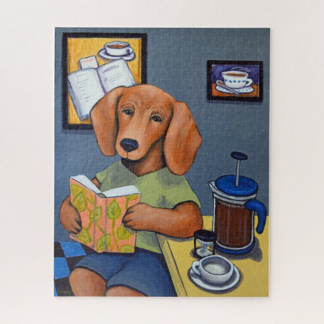 El rompecabezas del café de Dachshund (Vertical)