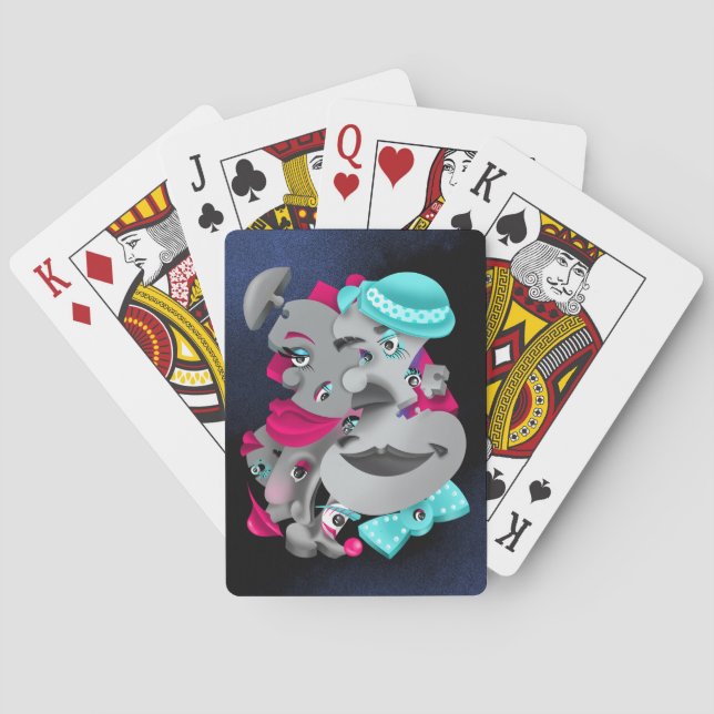 El rompecabezas surrealista enfrenta las cartas de (Reverso)