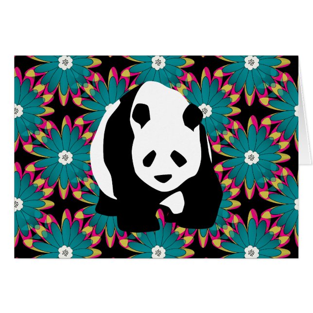 El rosa azul lindo del oso de panda florece el (Anverso (Horizontal))