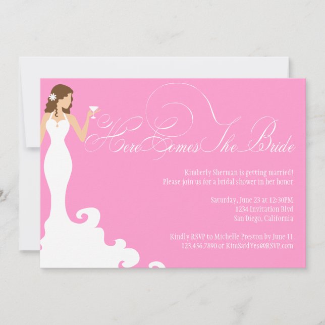 El rosa de la moda llega la invitación a la ducha  (Anverso)