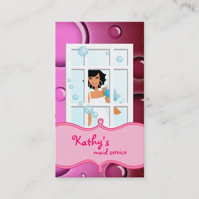 El rosa de la tarjeta de visita de la limpieza (Anverso)