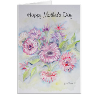 El rosa feliz del día de madre florece la tarjeta