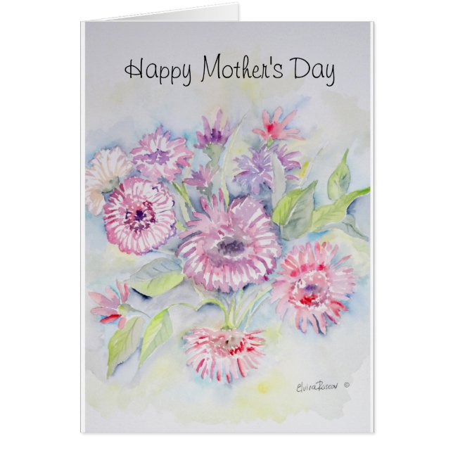 El rosa feliz del día de madre florece la tarjeta (Frente)