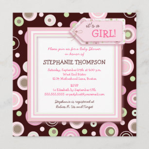 El rosa feliz puntea la invitación de Baby Shower