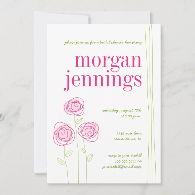 El rosa florece invitaciones (Anverso)