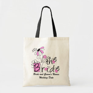 El rosa florece la bolsa de asas del personalizado