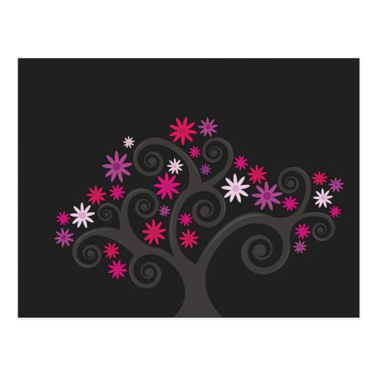 El rosa florece postal