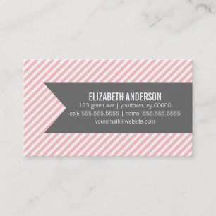 El rosa raya tarjetas de visita sociales