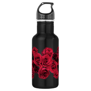 El rosa rojo florece la botella de agua 18oz