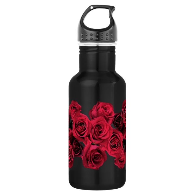 El rosa rojo florece la botella de agua 18oz (Anverso)