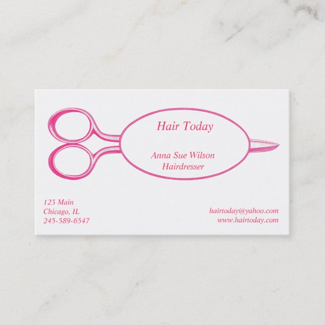 El rosa Scissor la tarjeta de visita (Anverso)