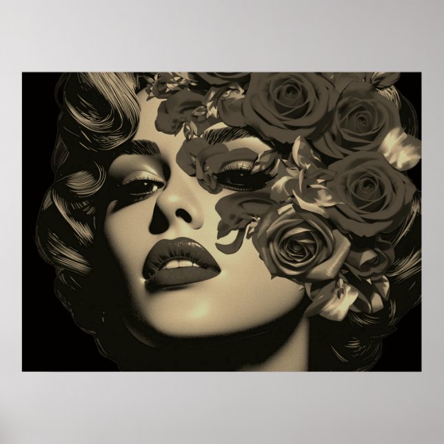 El Rostro de una Mujer en Flores en un Póster de P (Frente)
