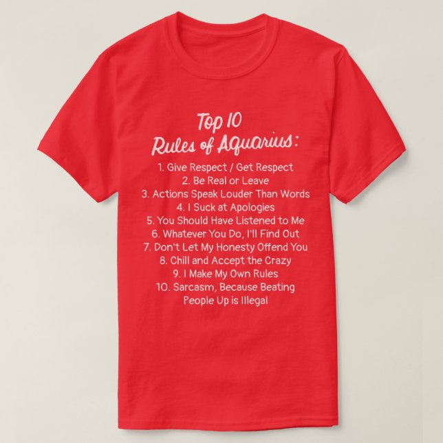 El Rótulo Zodiaco Funny Top 10 Reglas De Aquarius  (Diseño del anverso)