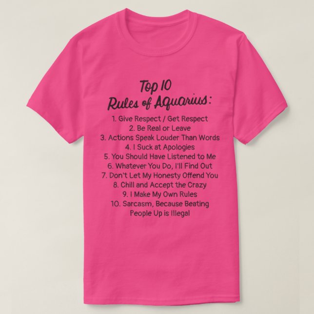 El Rótulo Zodiaco Funny Top 10 Rules Of Aquarius25 (Diseño del anverso)