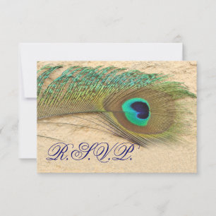 el rsvp azul del pavo real carda el estándar 3,5 x