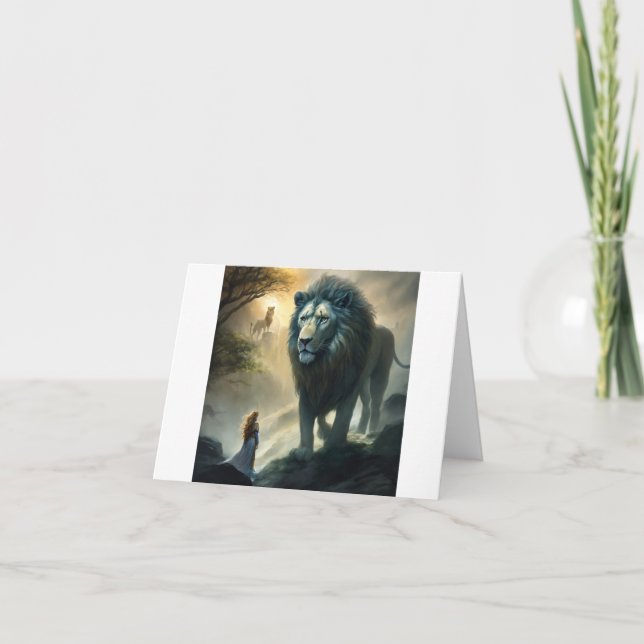 El rugido majestuoso: Tarjeta temática de León y G (Anverso)