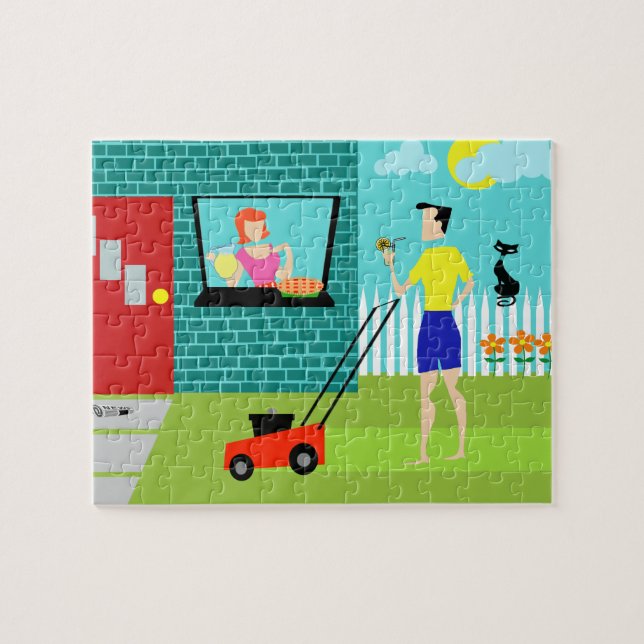 El sábado por la mañana rompecabezas retro (Horizontal)