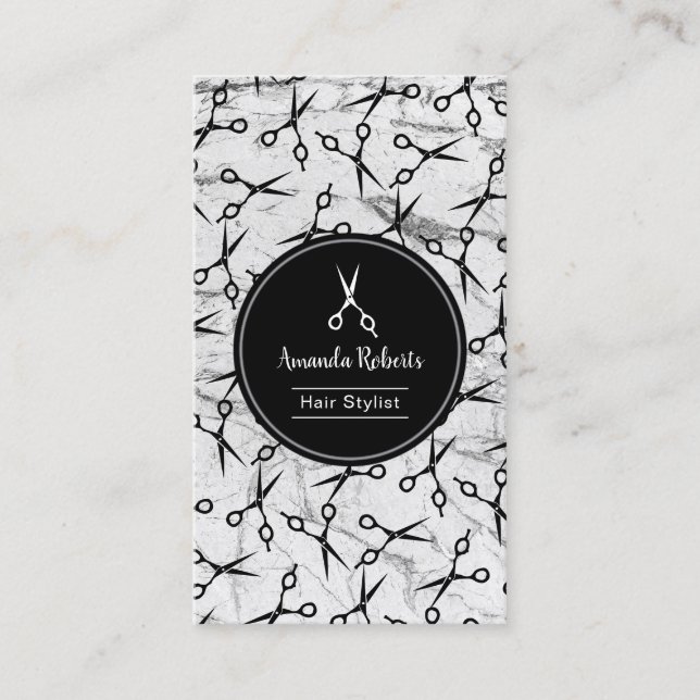 El salón de pelo Scissor la cita de mármol del (Anverso)