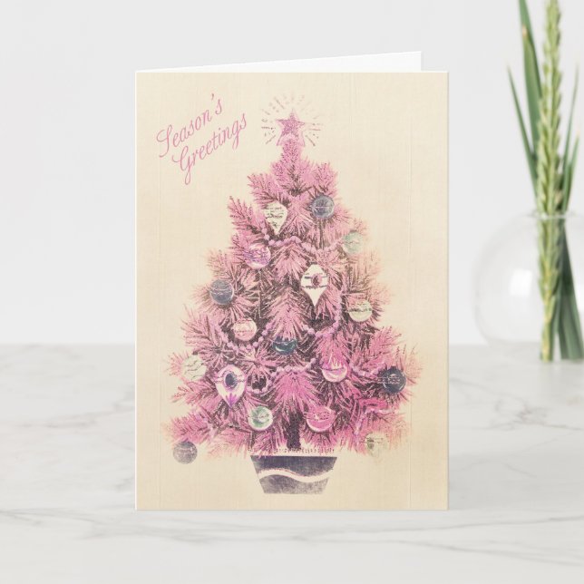 El saludo de temporada en el árbol de Navidad rosa (Anverso)
