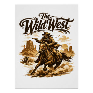 El Salvaje Oeste – Póster de Vaquero en Acción