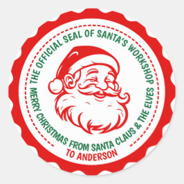 EL SELLO OFICIAL DEL PEGATINA DEL TALLER DE SANTA