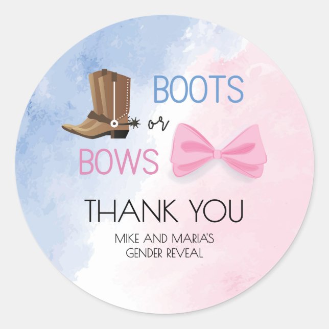 El sexo de Boots o Bows revela pegatinas fiestas (Anverso)