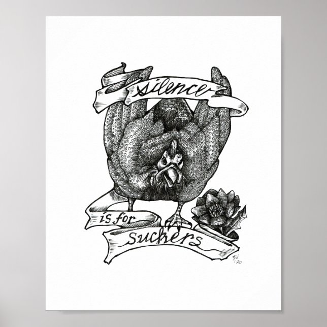 EL SILENCIO ES PARA LOS SUCKERS: Arte de tatuajes  (Frente)