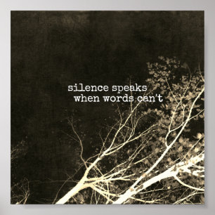 el silencio habla de cita motivadora arte poster