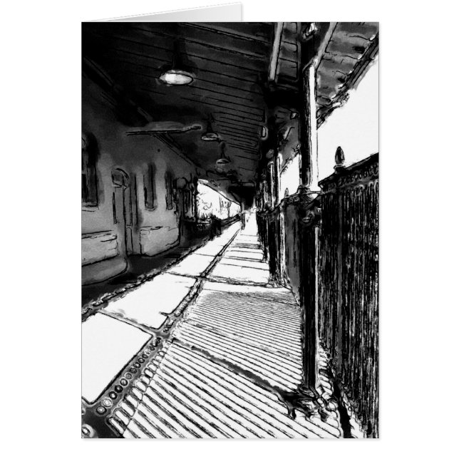 El sketch en blanco y negro de la estación de tren (Frente)