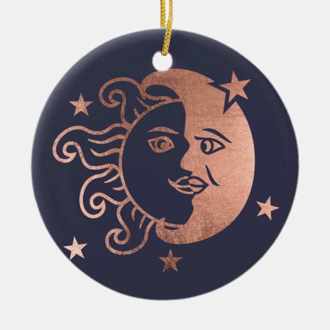 El sol del navidad ama el ornamento de la luna (Frente)