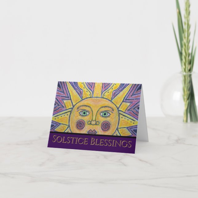 El sol en una tarjeta de felicitación doblada de u (Anverso)