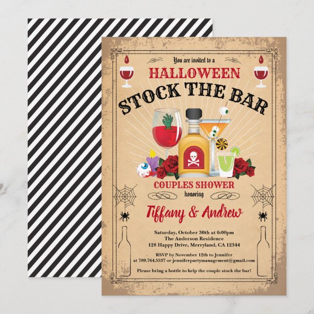 El stock de Halloween el bar parejas la invitación (Anverso / Reverso)