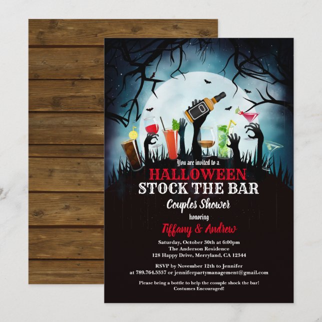 El stock de Halloween la invitación del bar cóctel (Anverso / Reverso)