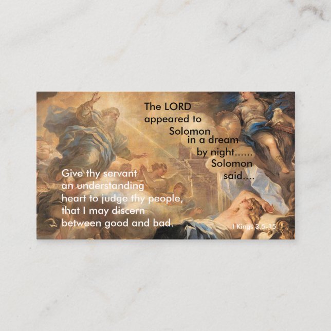 El sueño de Soloman - pequeña tarjeta del rezo (Anverso)