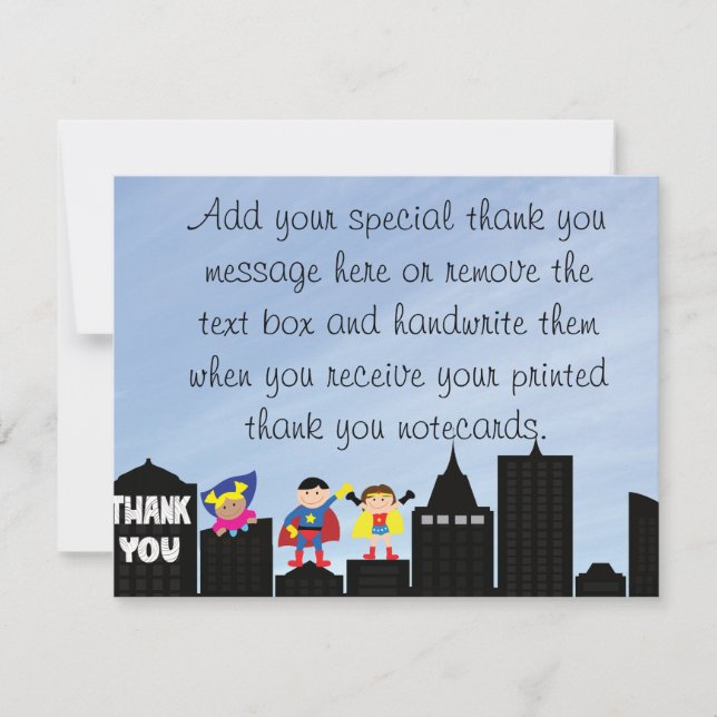 El superhéroe le agradece las tarjetas (Anverso)