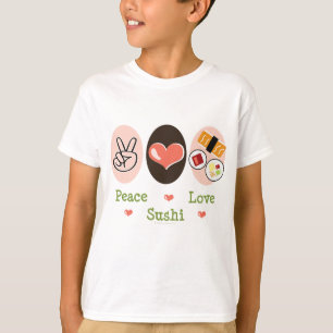El sushi del amor de la paz embroma la camiseta
