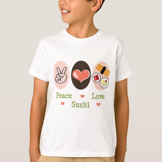 El sushi del amor de la paz embroma la camiseta (Anverso)