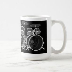 El tambor fijó (negro y blanco) - taza de café
